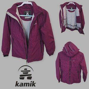 Kamik Insulated 3 in 1 Ski Snow Winter Hooded Coat Jacket  Waterproof Girls 12